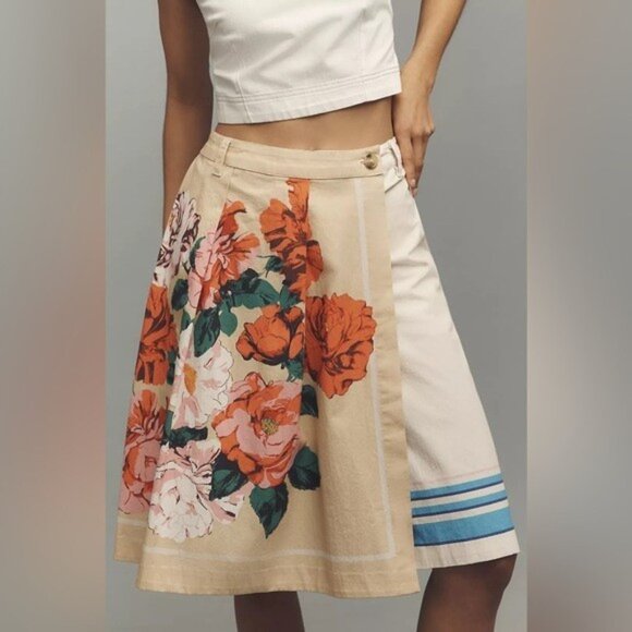 NWT Size 6 - Anthropologie Cotton Tea Towel Wrap Bermuda Shorts (NWT US$ 128) - Picture 5 of 15